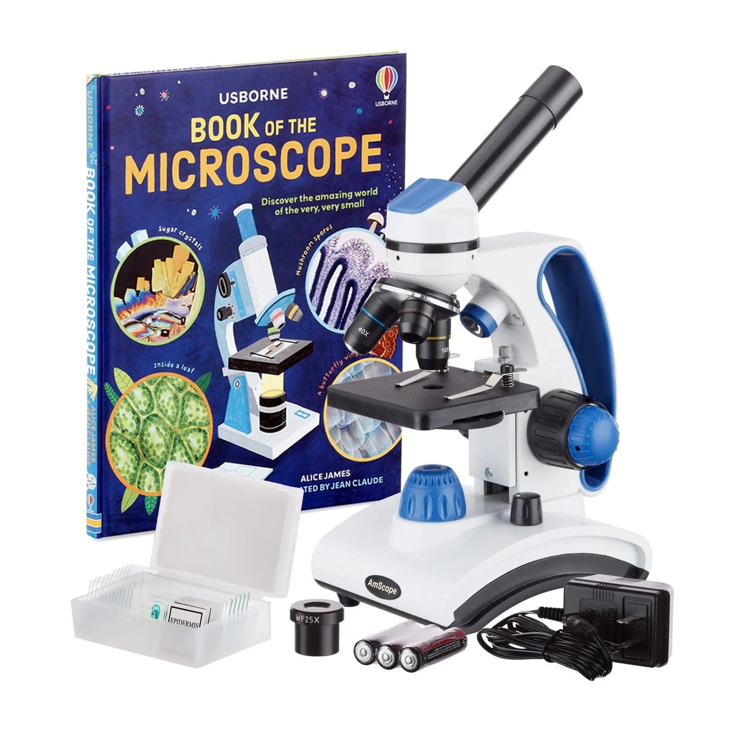 AmScope M162C-2L-PB10 40X-1000X Student Microscope Kit New Open Box