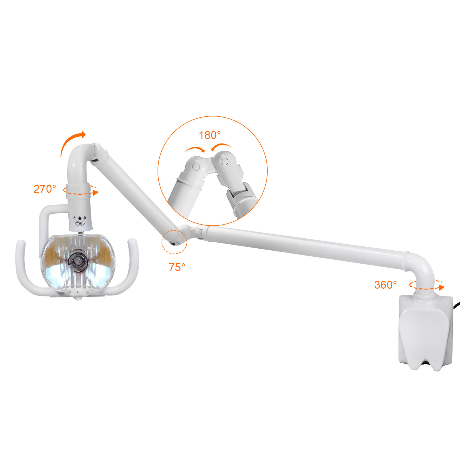 50W Wall-Mounted Dental Surgical Halogen Light Shadowless Lamp Light with Arm US