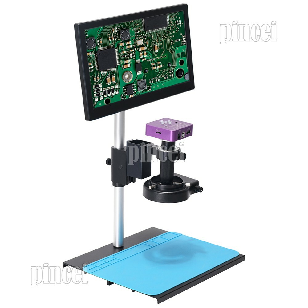 NEW 51MP Digital Microscope Camera w/ 150X C Mount Lens 11.6″ LCD Metal Stand