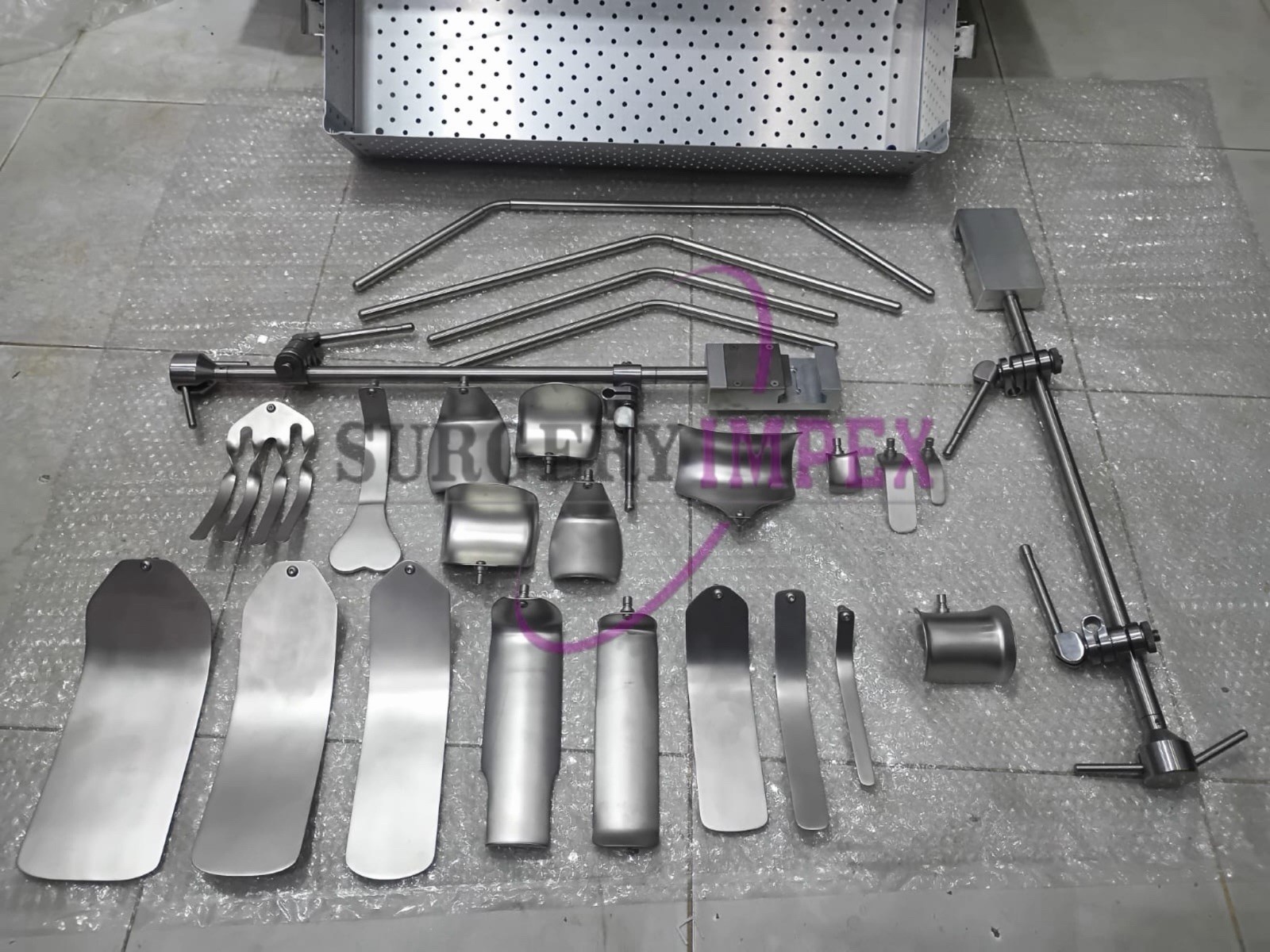 Thompson Surgical Retractor Set For Liver Transplant Stainles Steel Aluminum Box