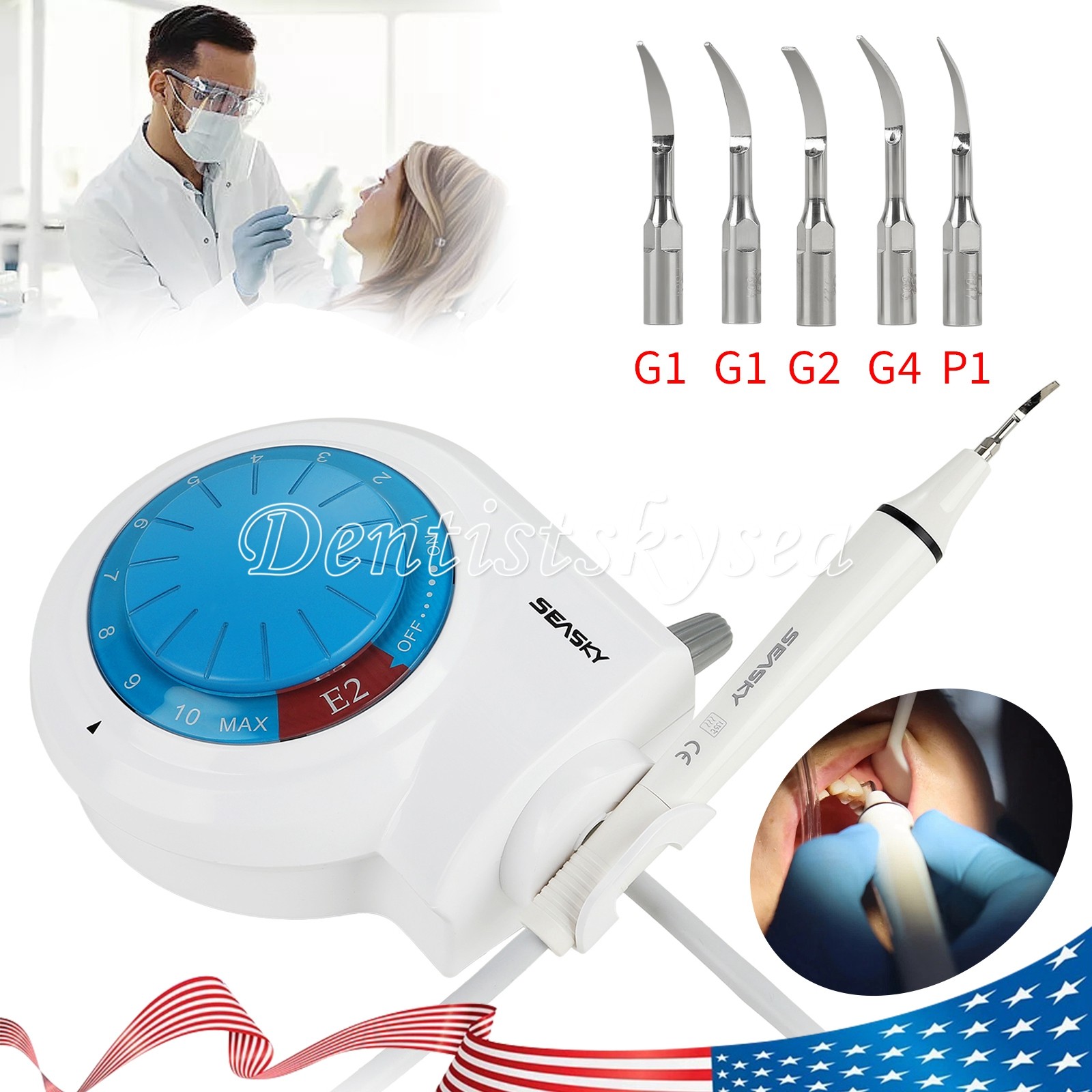 SEASKY Dental Ultrasonic Piezo Scaler w/ Handpiece 5*Tips fit EMS fit Cavitron E