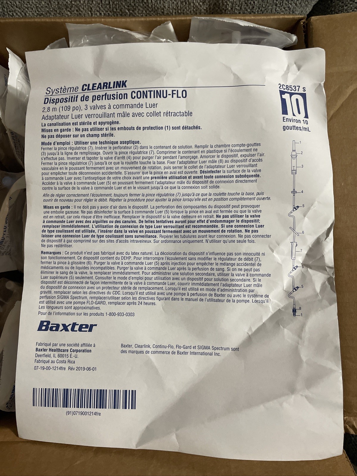 10 Baxter 2C8537 Clearlink System CONTINU-FLO solutions Set 109” Free Shipping