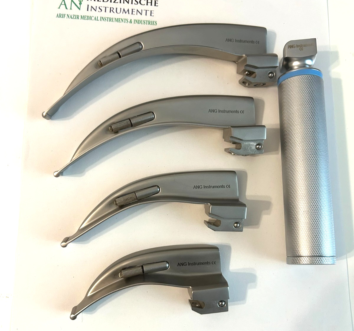 Fiber Optic Laryngoscope Set, Macintosh, 4 Blades, Diagnostic, Larynx, Premium CE