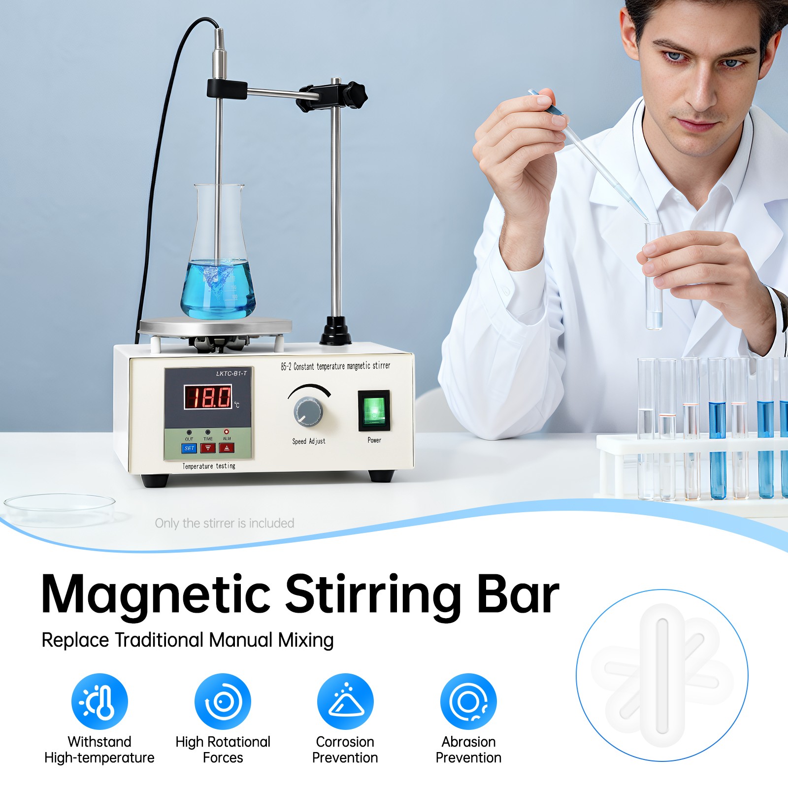 2000ml Magnetic Stirrer 85-2 w/ Heating Plate Digital Hotplate Mixer Stir Bar 5W