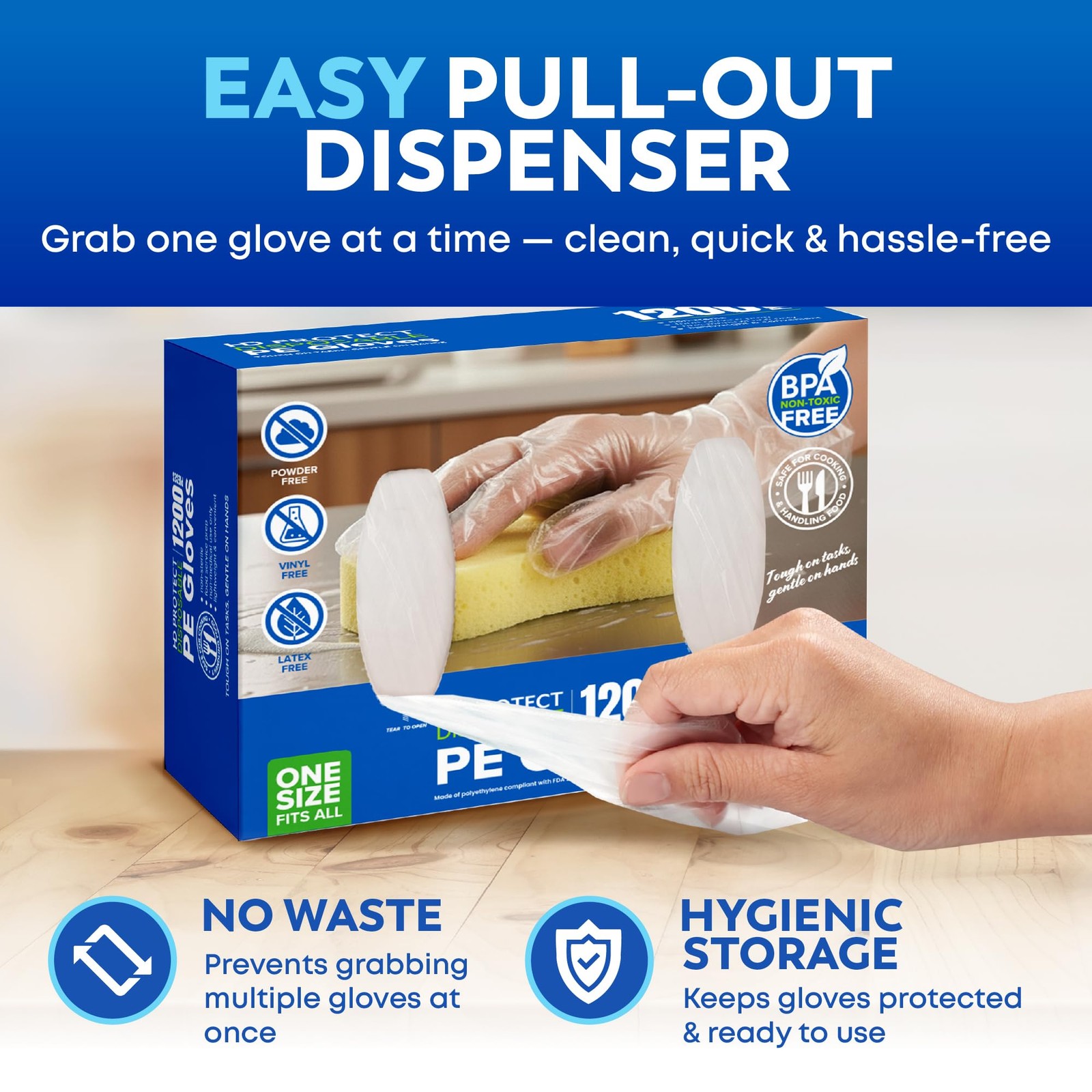 Disposable Plastic Gloves 1200 Pack – Food Safe, BPA & Latex-Free HDPE Cryoge…