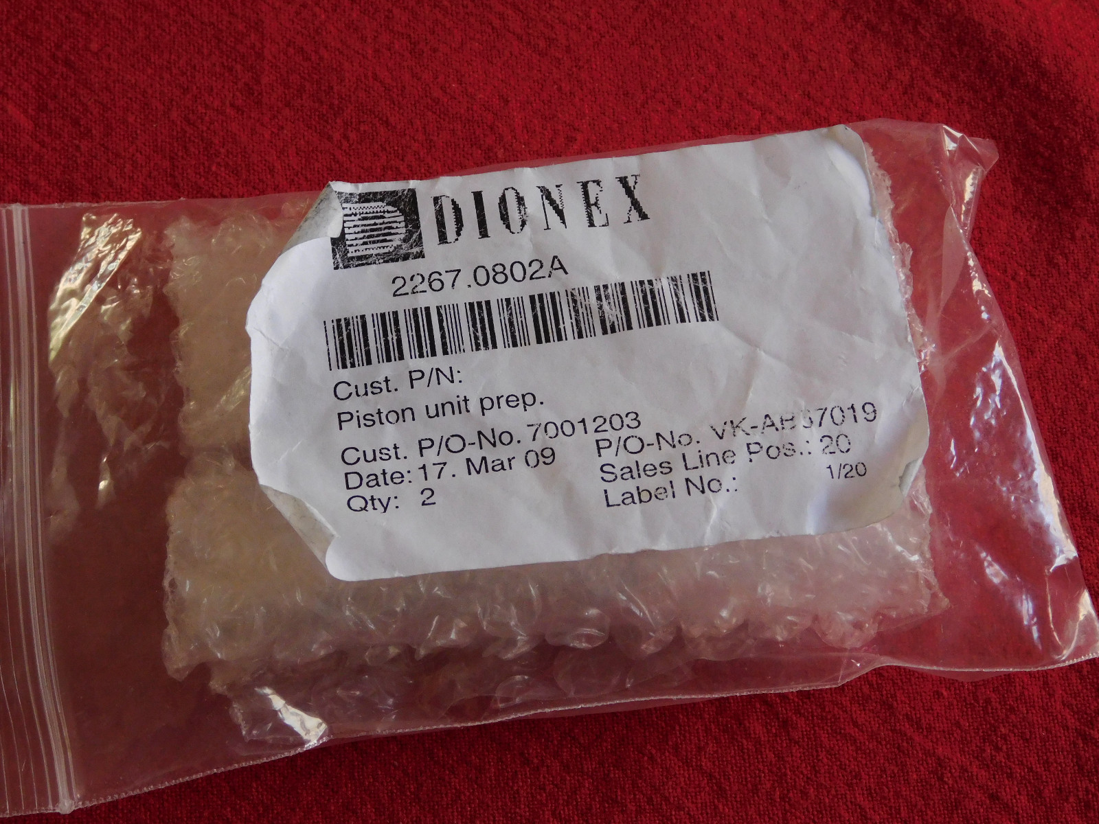 New Dionex Piston Unit for Prep Dionex Pump; 2267.0802A;