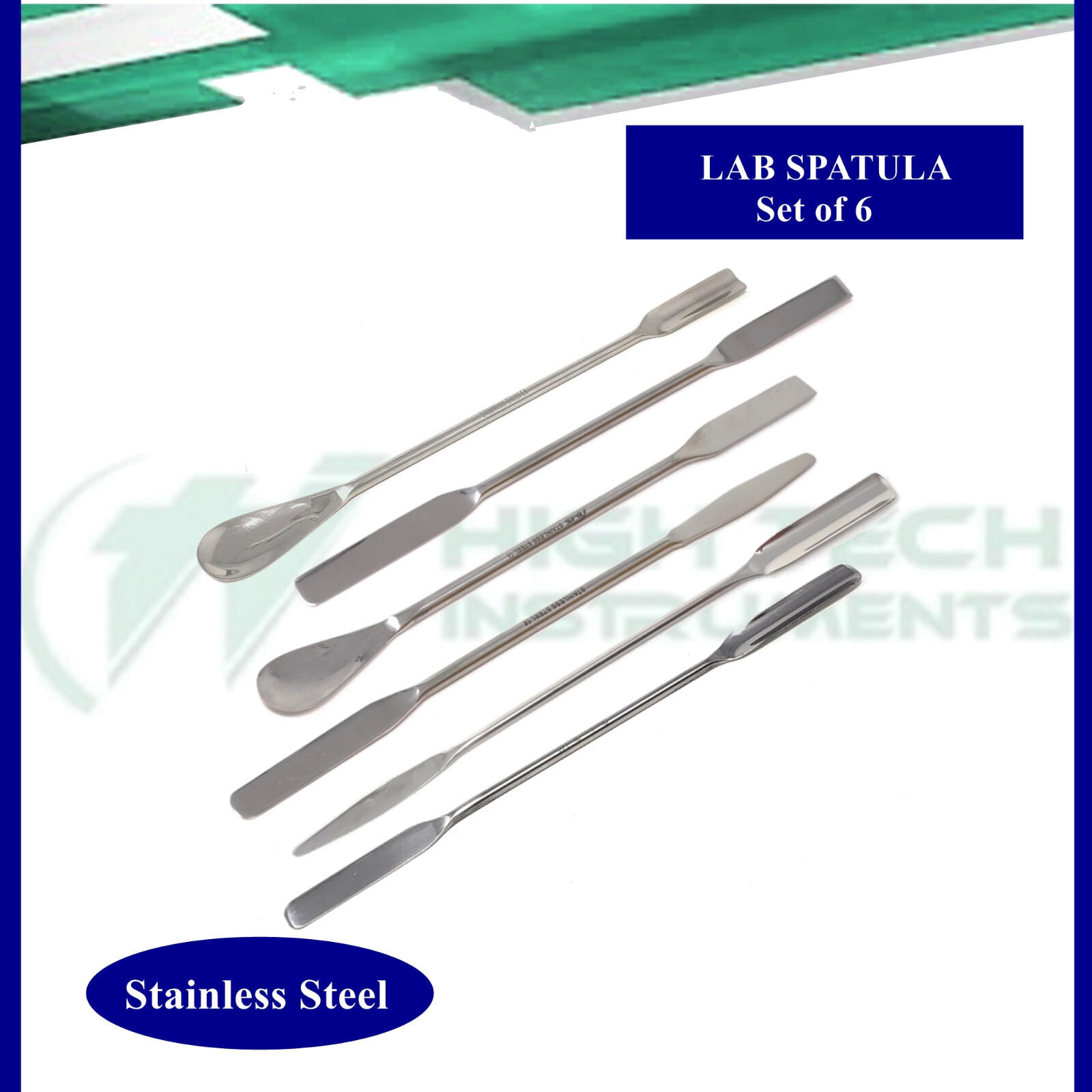 Set of 6 Micro Lab Double Ended Spatula Sorting, Mixing Pastes Stainless Steel