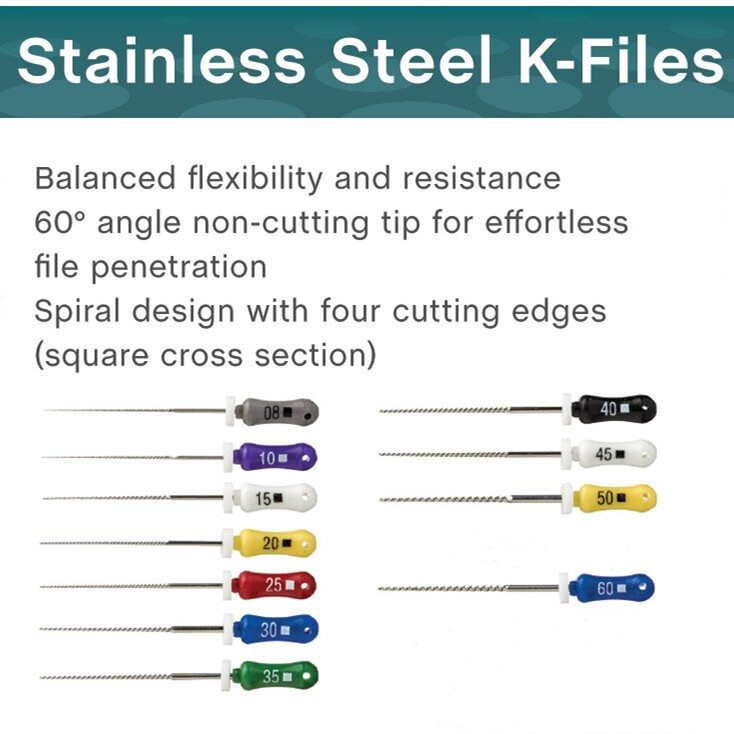Dental K-Files Stainless Steel Hand Use Endo Root Canal File 21/25/31mm All Size