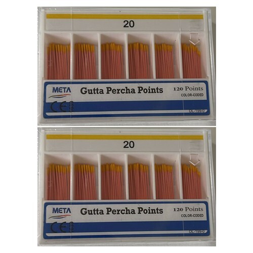 Meta Dental Gutta Percha Points Root Canal Paper Points Endo #20 120/Pk 2 Packs