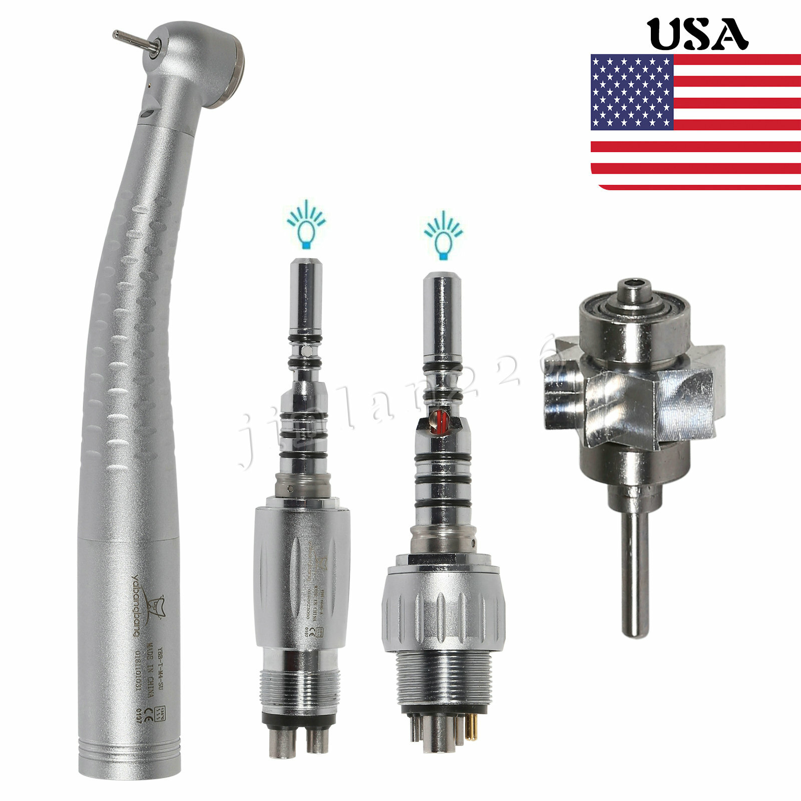 YD6 Dental LED Fiber Optic High Speed Handpiece 4/6H Quick Coupling/Cartridge XV