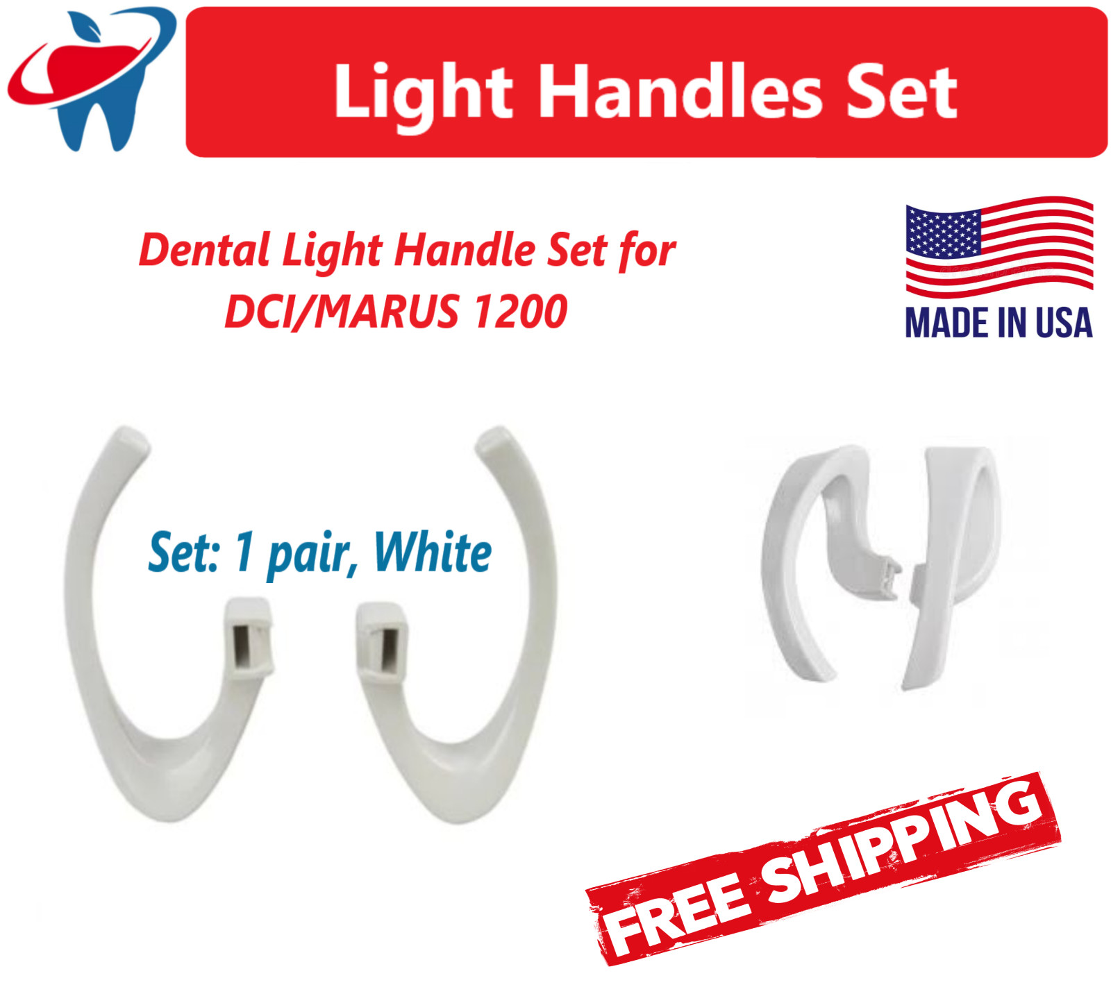 Dental Light Handle Set For DCI/MARUS 1200, 1 pair (2 handles) White