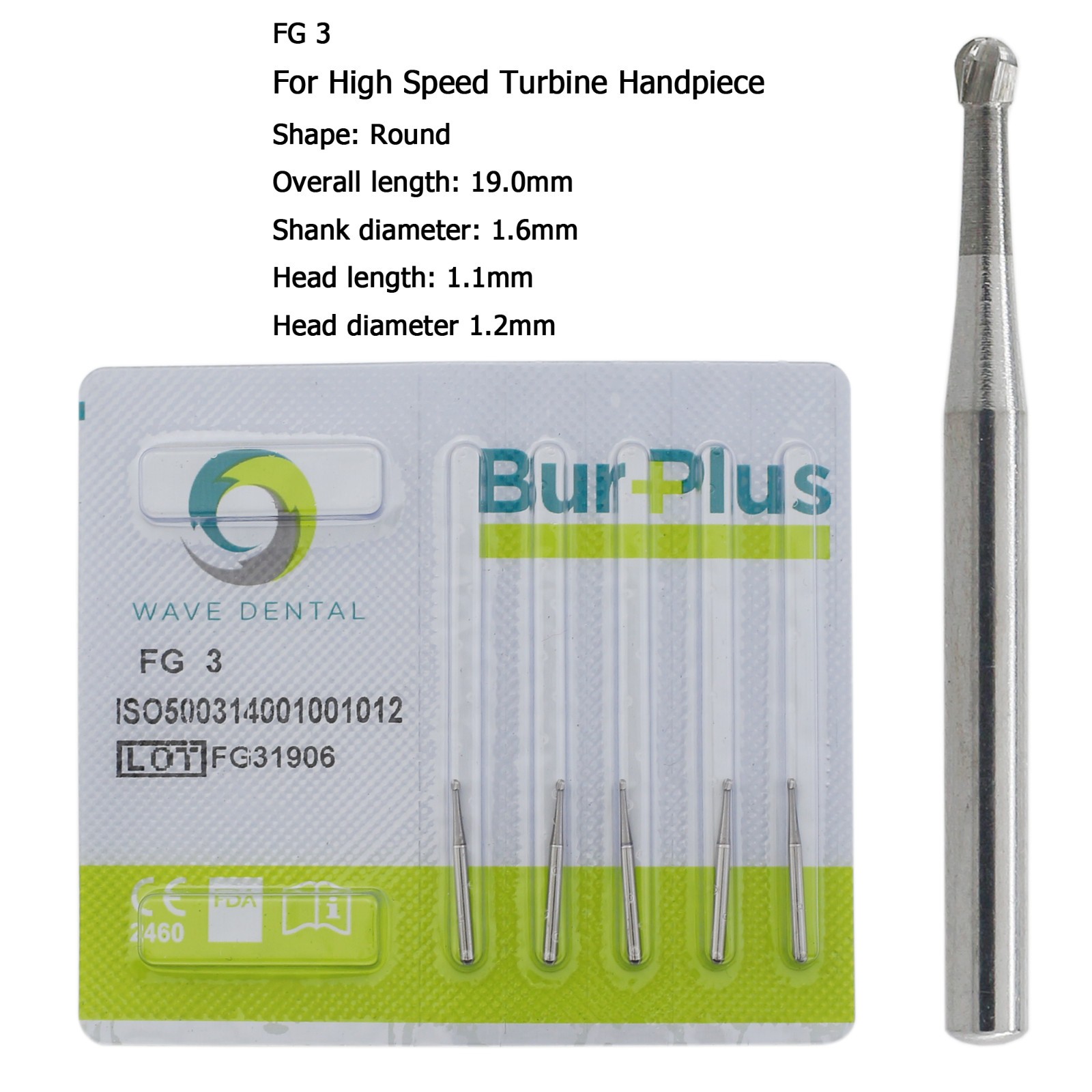 Wave Dental Round Carbide Burs High Speed Bur FG 1/4 2 4 6 8 Friction Grip Prima