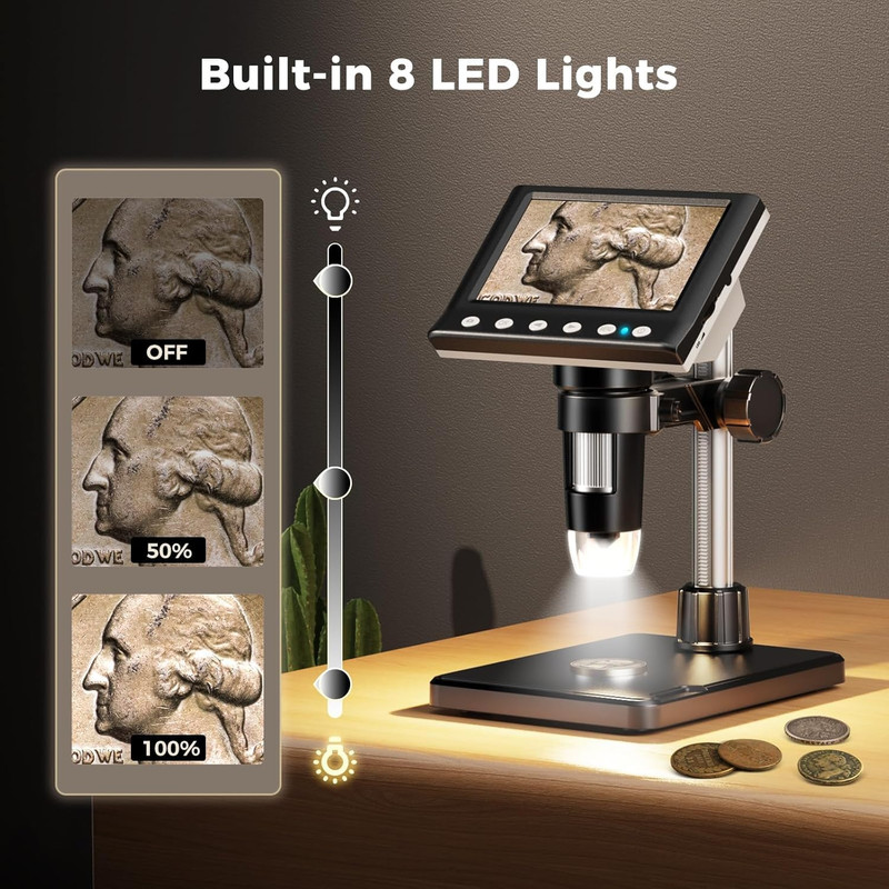 Portable 1000X USB Digital Microscope 4.3″ LCD Coin Jewelry Inspection Camera