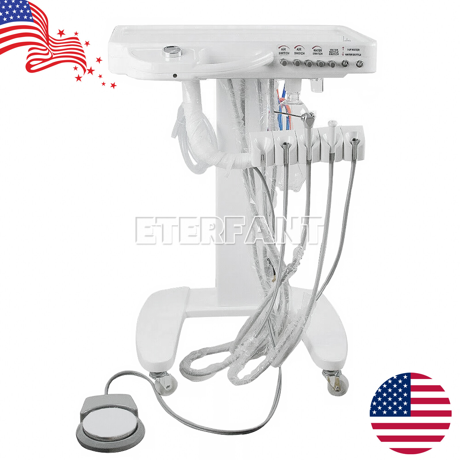 Dental Suction Unit With Vacuum Pump/Delivery Cart 4 Hole Unit System Treatment