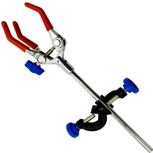 Lab Clamp 3 Prong Finger Rubber-Coated Head a Black Laboratory Stand Clip M6M1