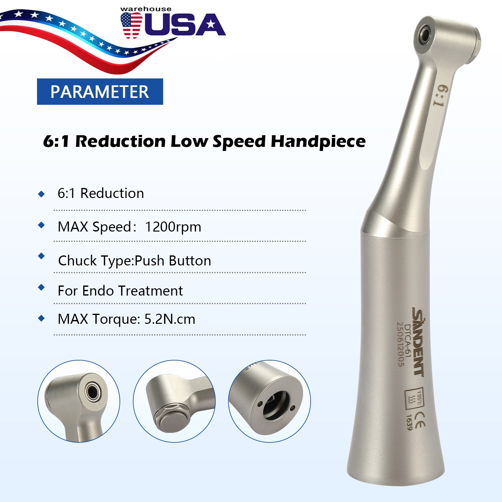 Dental 6:1 Endo Contra Angle Handpiece Mini Head SANDENT E type