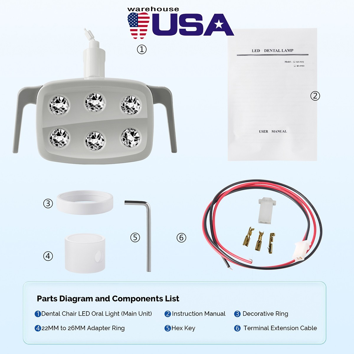 Dental Oral Cold Light Lamp For Chair Unit 6 LED Brightness Infrared sensor