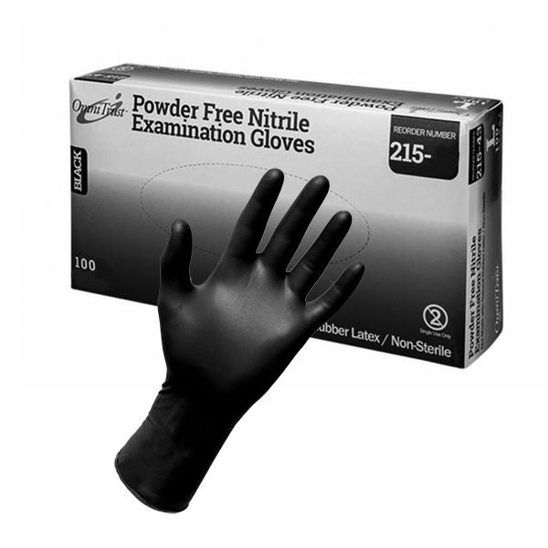 OmniTrust 215 Series Black Nitrile Exam Gloves, X-LARGE 100/bx