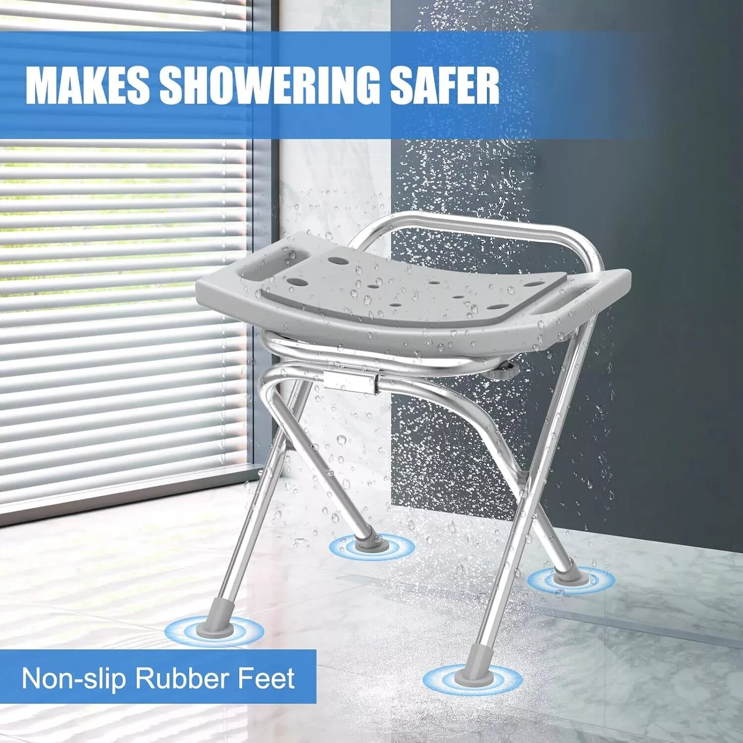Folding Shower Chair Seat, Stainless Steel Small Shower Chair for Inside Shower