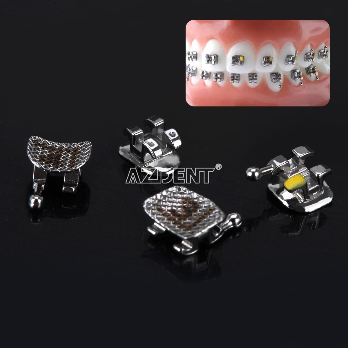 10X AZDENT Orthodontic Brackets Split Welding Mini Roth 022 Hook 345 Laser Mark