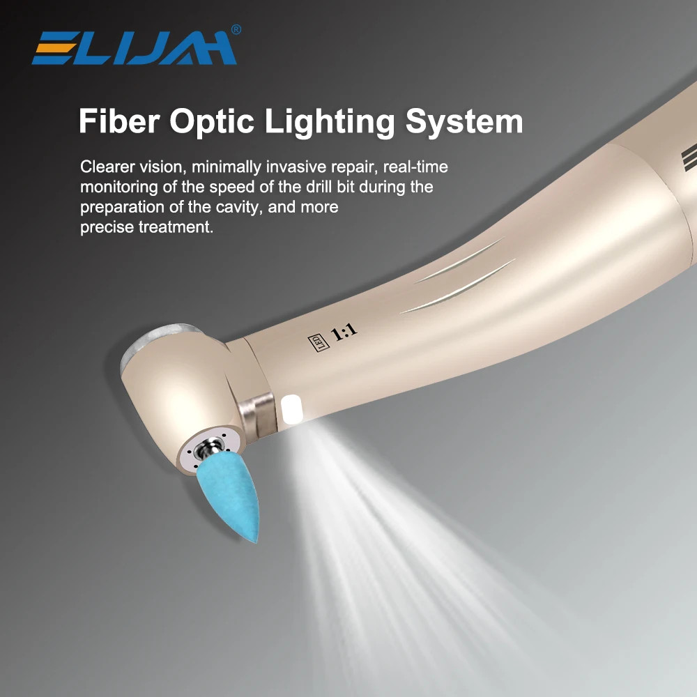 Dental 1:1 Fiber Optic Low Speed Handpiece LED Contra Angle Internal Water Spray
