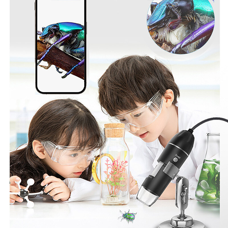 1600x Digital Microscope Kit for Kids Beginners Children STEM LED Light iPhone