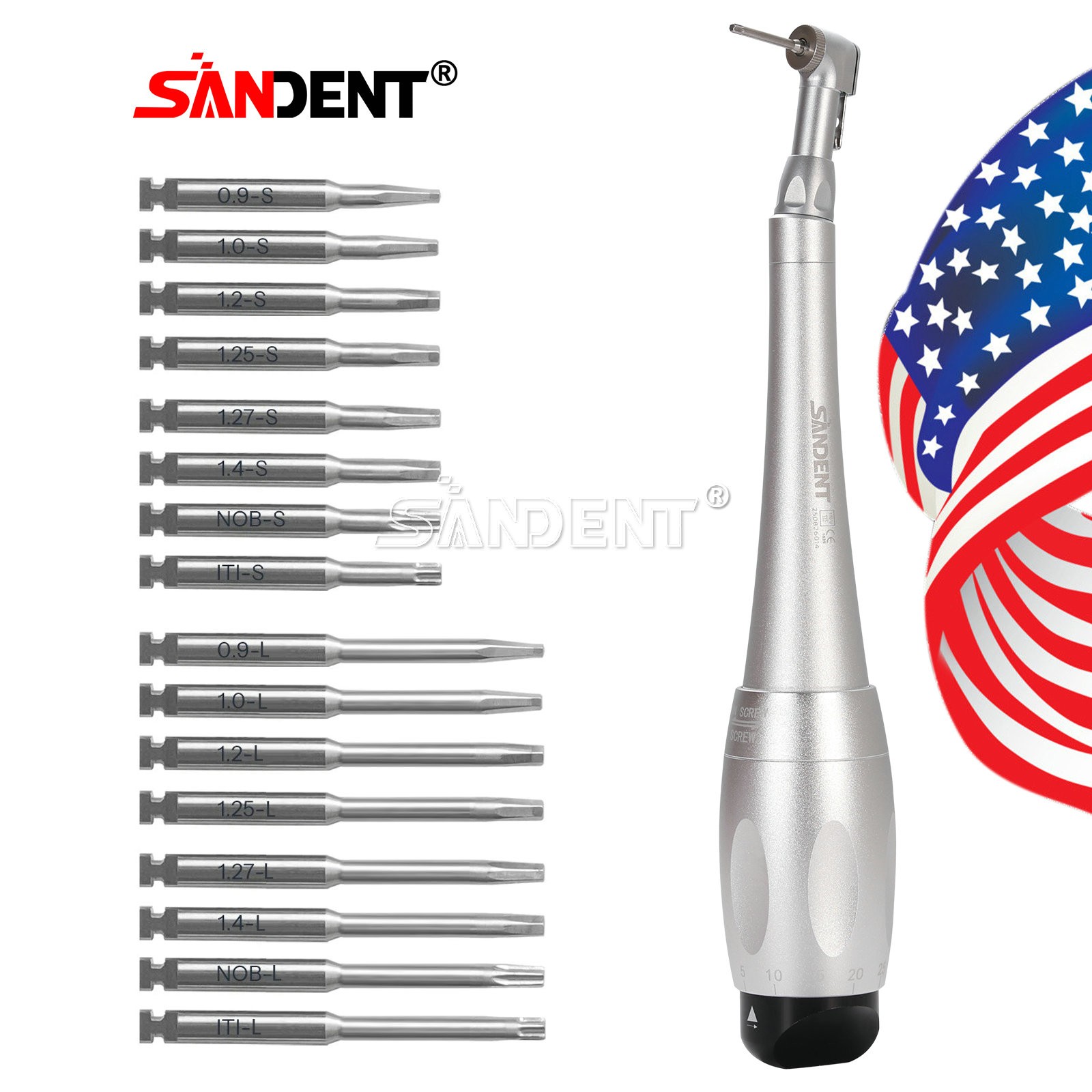 Dental Universal Implant Torque Wrench Handpiece Torque Wrench Driver 2 head+16