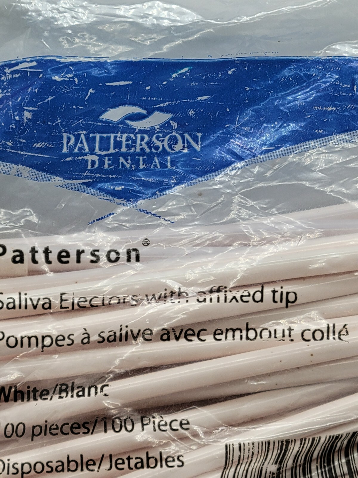 Patterson,Dental Disposable Saliva Ejectors with Fixed Tips, 100pcs,brand new