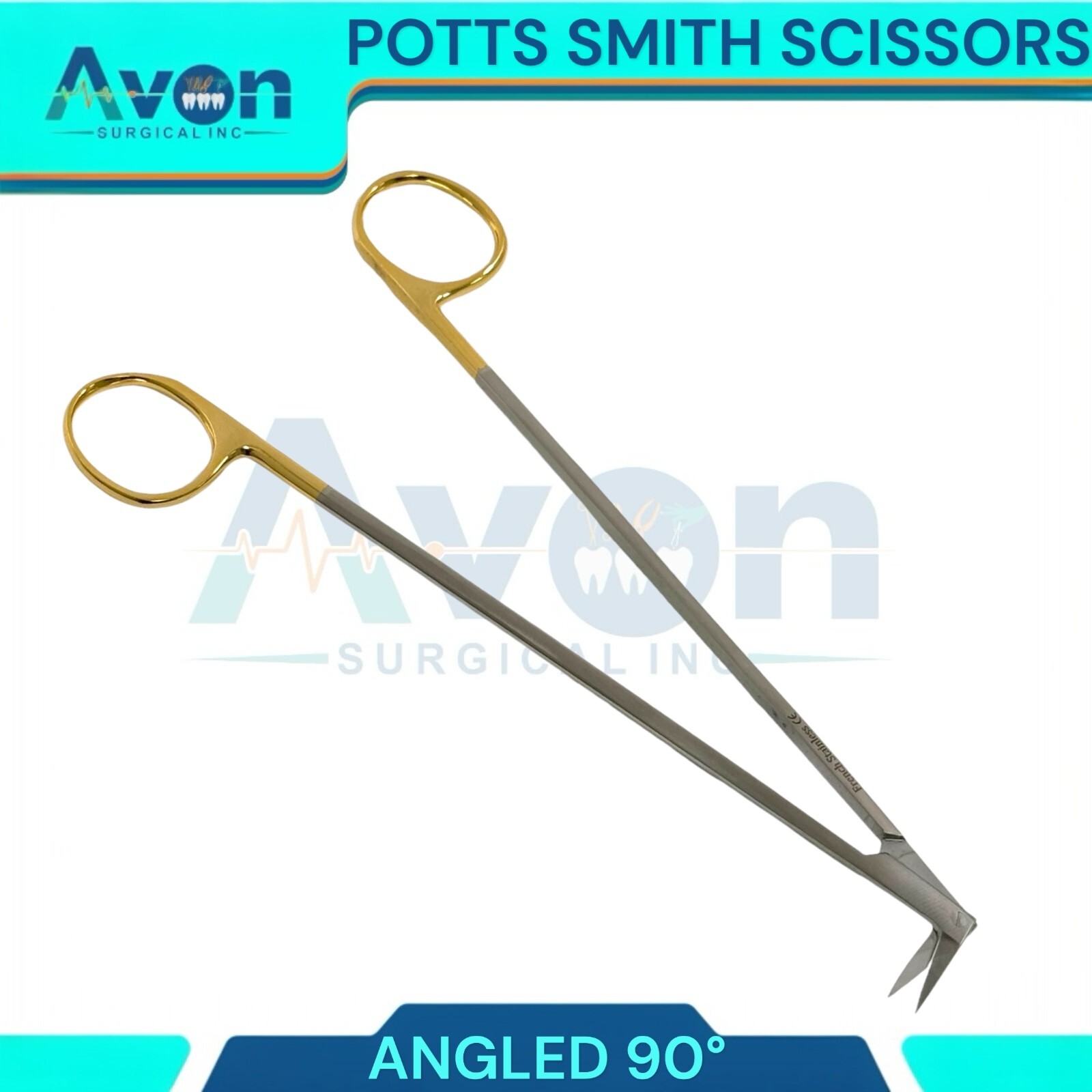 3pcs Set – Potts Smith Vascular Scissors, 25°, 90°, 125°, Angled Blades, Sharp