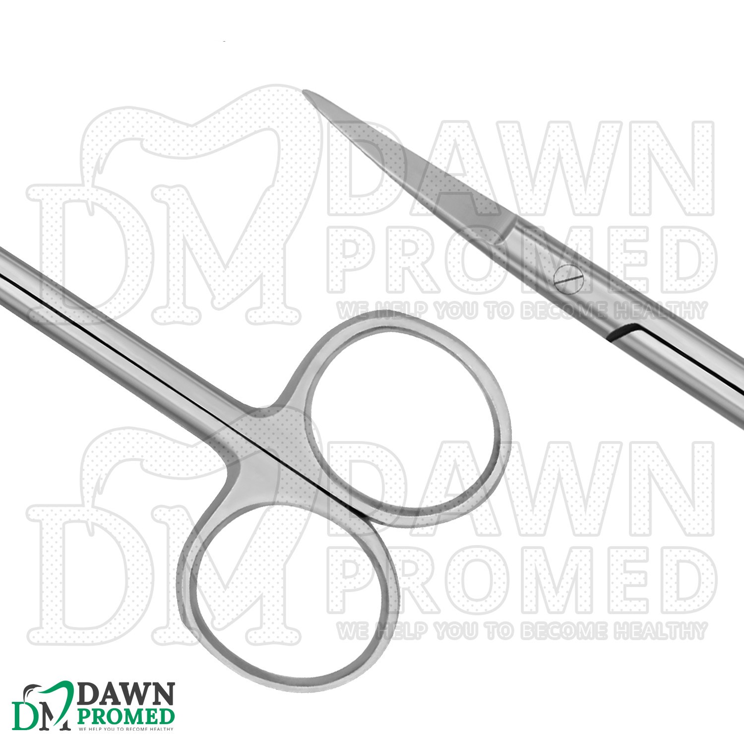 2 Pcs Iris Scissors 3.5” Straight & Curved Round Pattern Dental Surgical Set