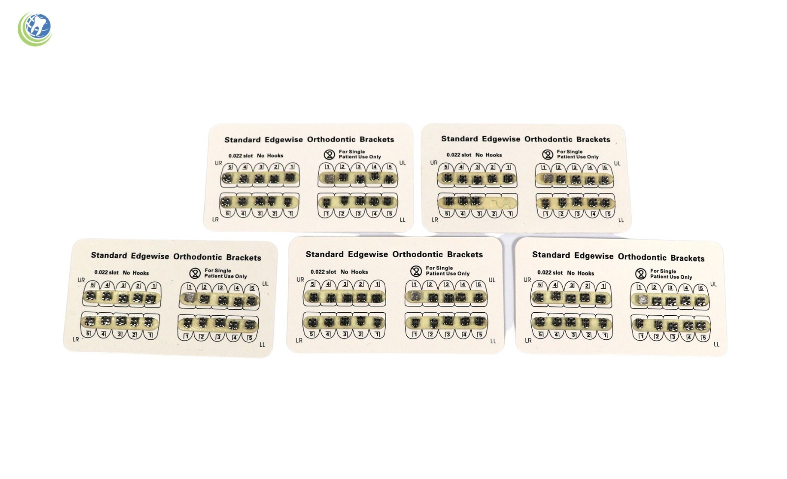 5 x Dental Orthodontics Standard Edgewise Brackets for Braces Slot 0.022 No Hook