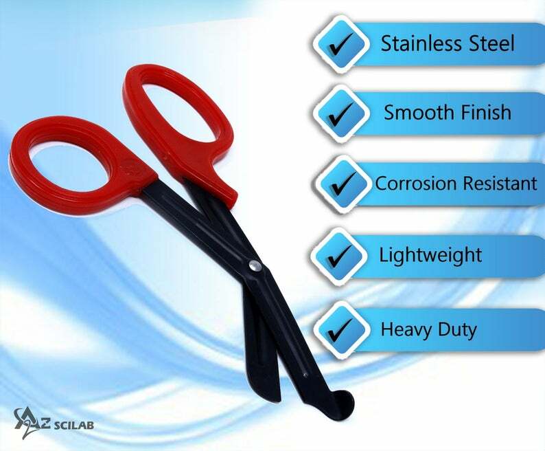 RED Stealth Fluoride Black Coated BLADES Trauma Paramedic Shears Scissors 7.5″