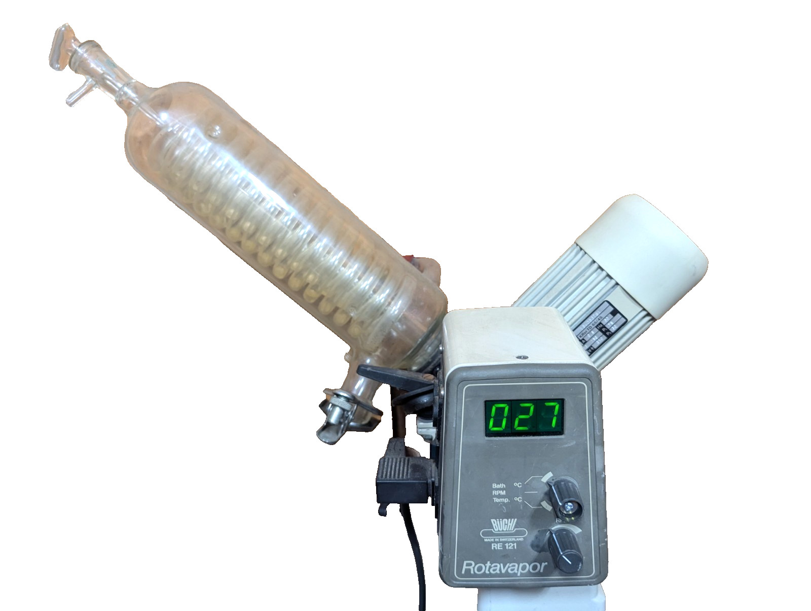 Glass Coil Condenser & Buchi RE 121 Rotavapor Rotary Evaporator & 011 Stand