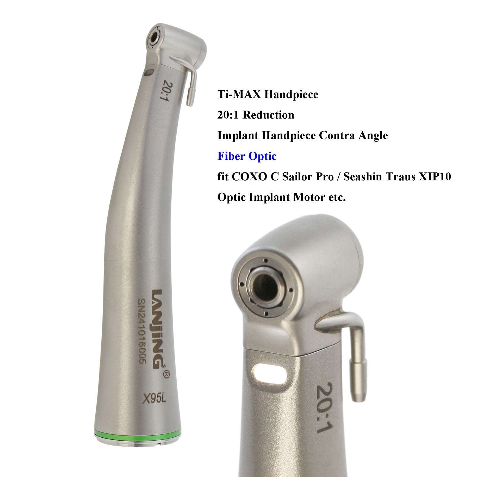 Lanjing Implant Surgical Handpiece 20:1 32:1 Contra Angle LED Optic NSK Saeshin