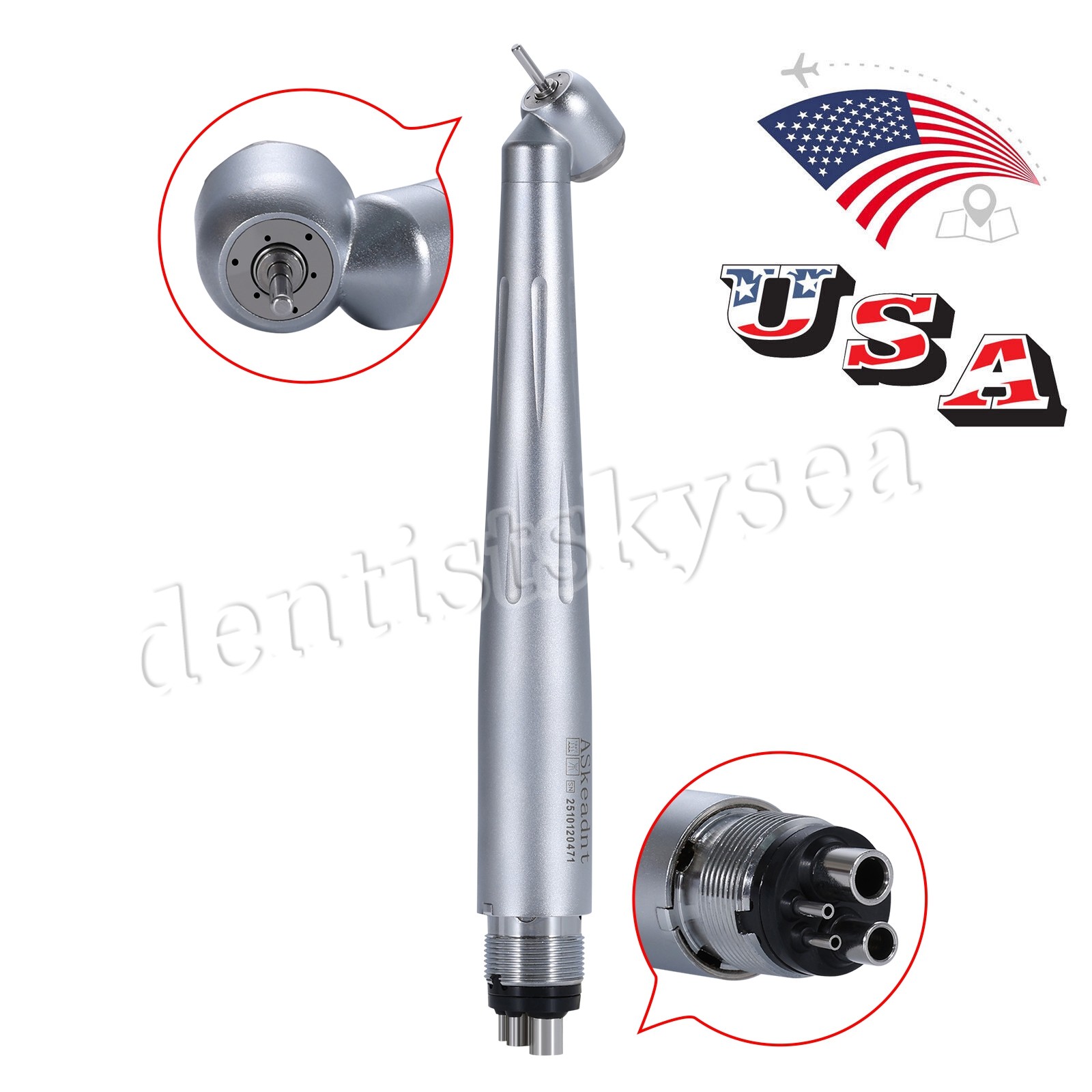 Dental 45 Degree High Speed Handpiece 4Holes Air Turbine WCA4 Push Button WCA4