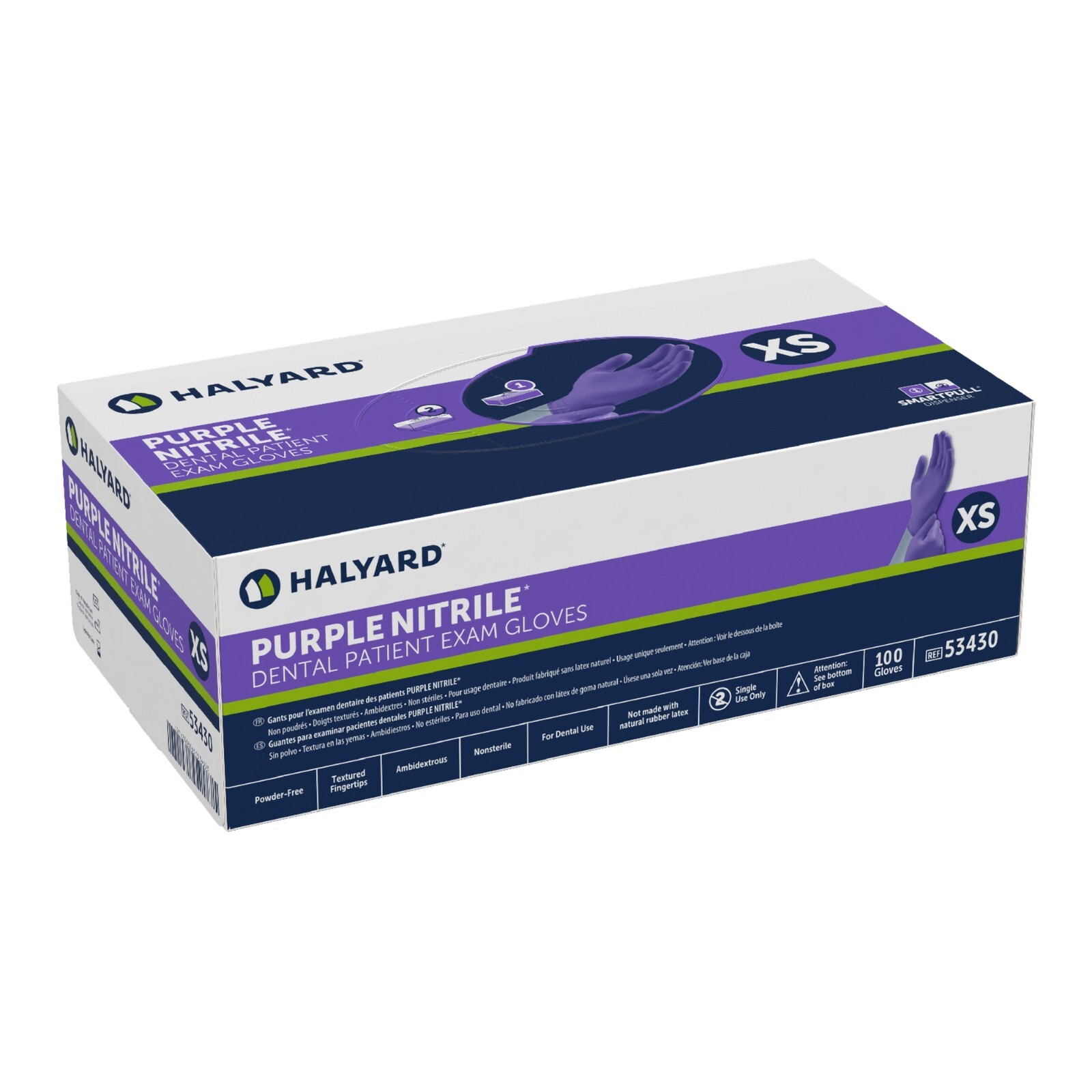 *1,000-Gloves* Halyard Purple Nitrile Powder-Free Dental Exam X-Small 53430