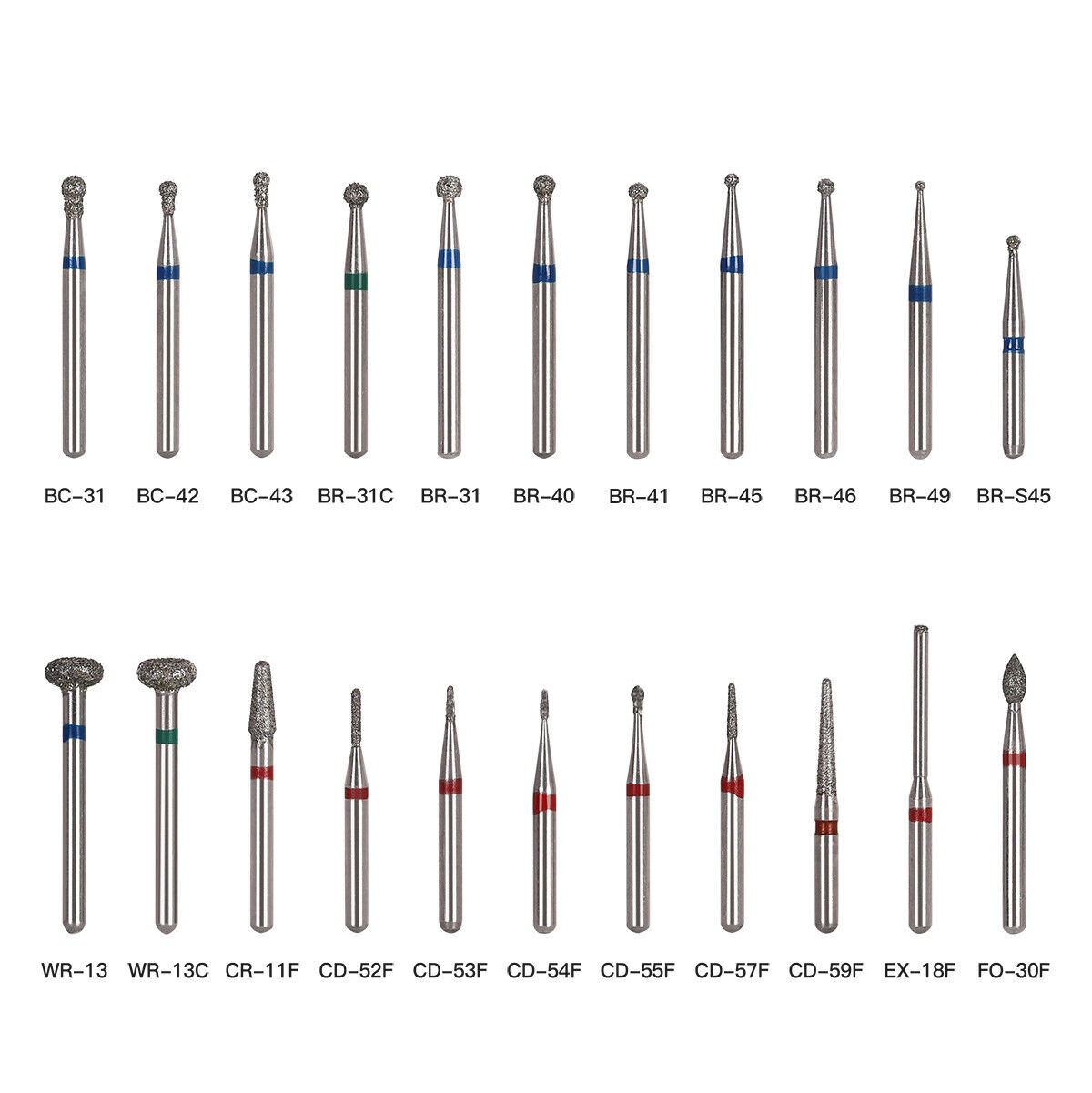0.99 5Pcs Diamond Burs for High Speed Handpiece FG1.60mm Polishing Burs