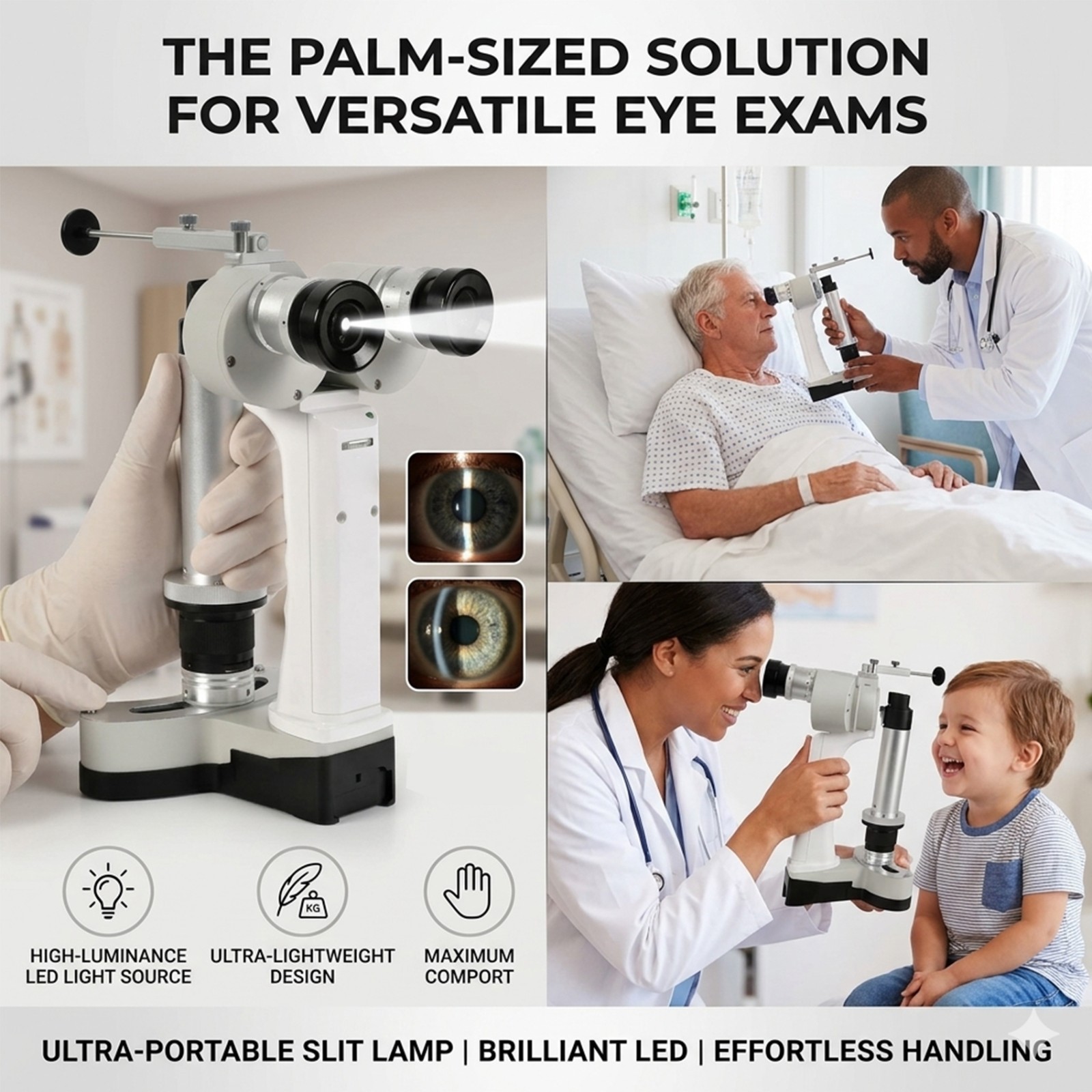 SL-RVK Portable Hand Held Slit Lamp /w 2 Rechargeable 6 hour Batteries & Case