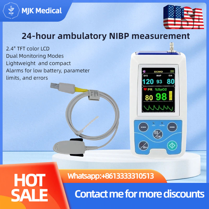 24-Hour ABPM Holter Monitor with SPO2 Ambulatory NIBP Blood Pressure Recorder
