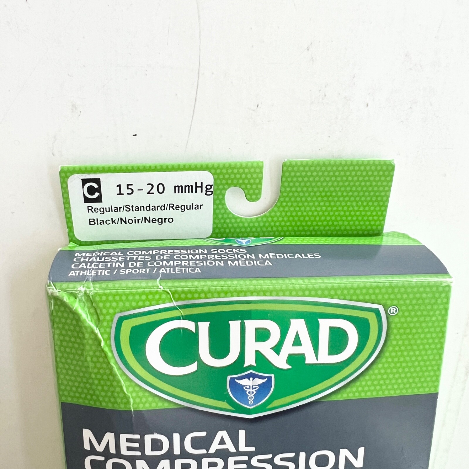 New CURAD Medical Compression Socks Athletic 15-20 mmHg Regular BLACK SIZE C