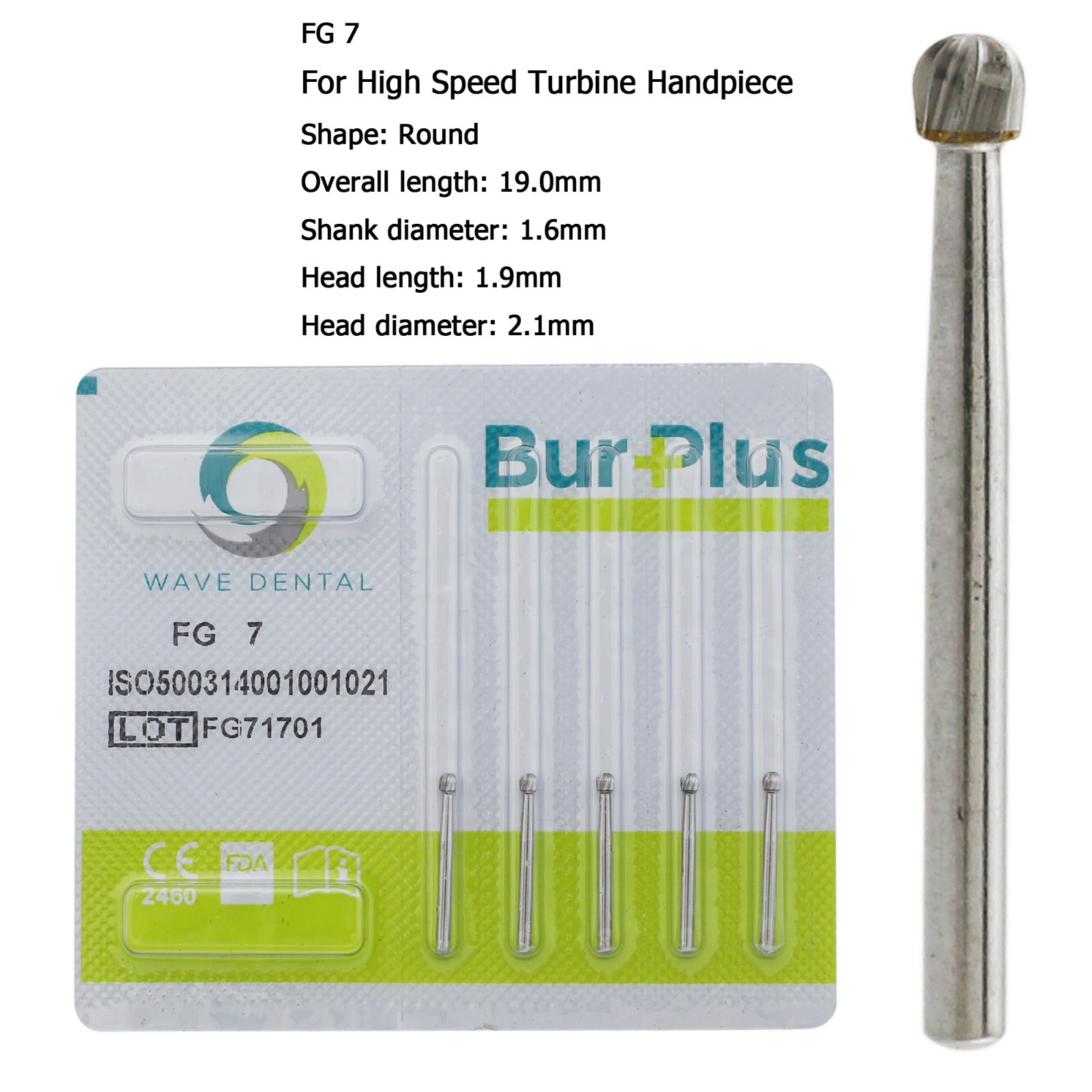 Wave Dental Round Carbide Burs High Speed Bur FG 1/4 2 4 6 8 Friction Grip Prima