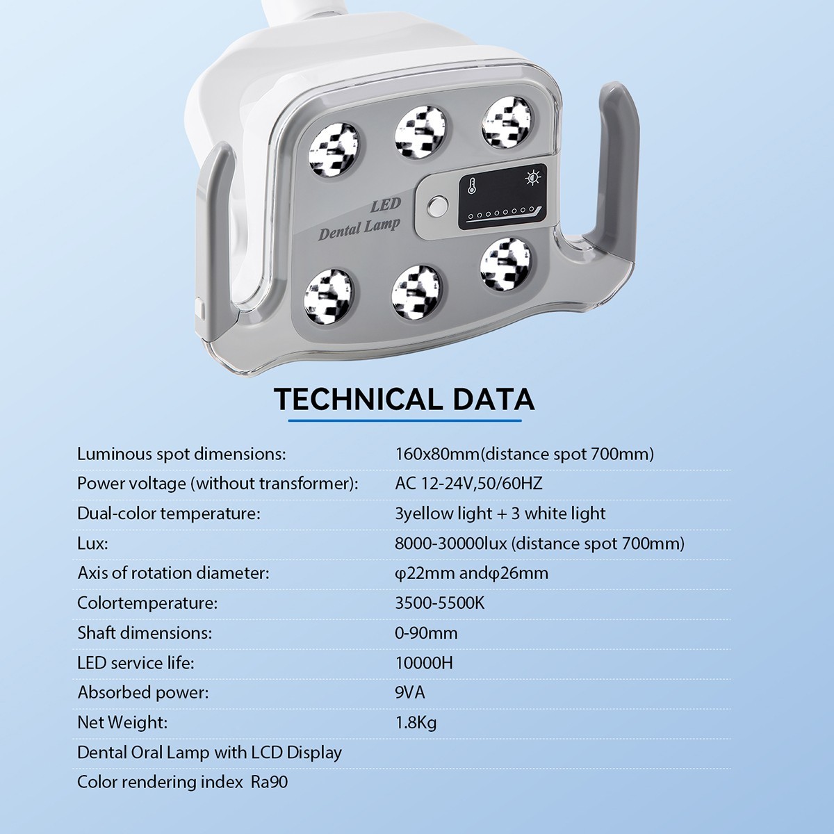 9W Dental 6 LED Lamp Oral Light Lamp For Unit Chair with LCD Display P116