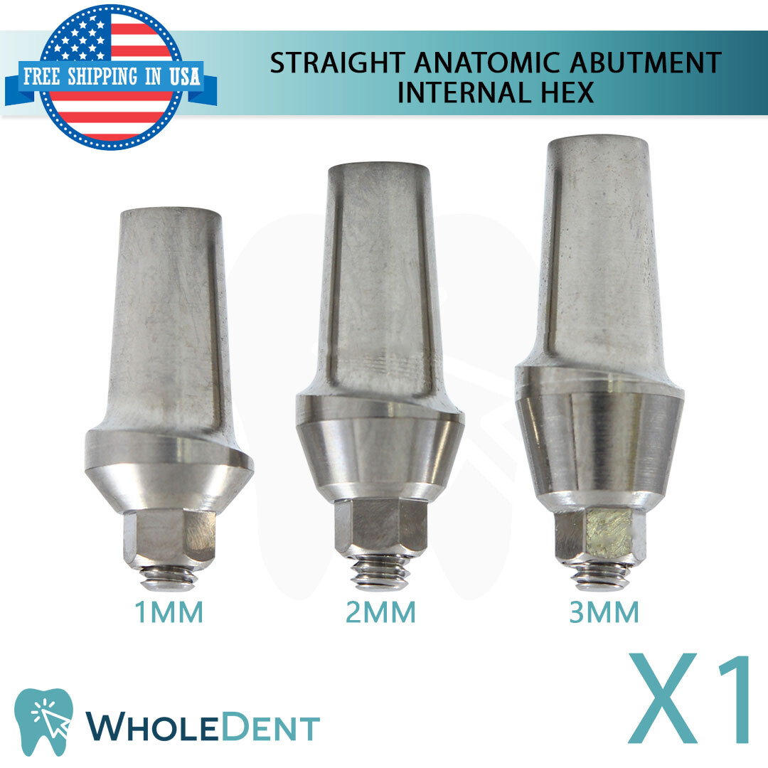 1x Straight Anatomic Abutment Int Hex 2.42mm Dental Instrument Ø5.2mm