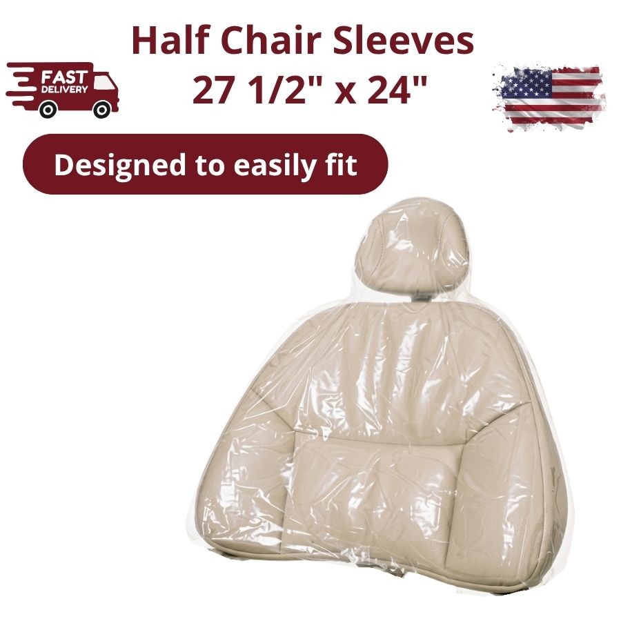Dental Half Chair Sleeves 27.5″ x 24″ 225/Box Protective Clear Plastic Barrier