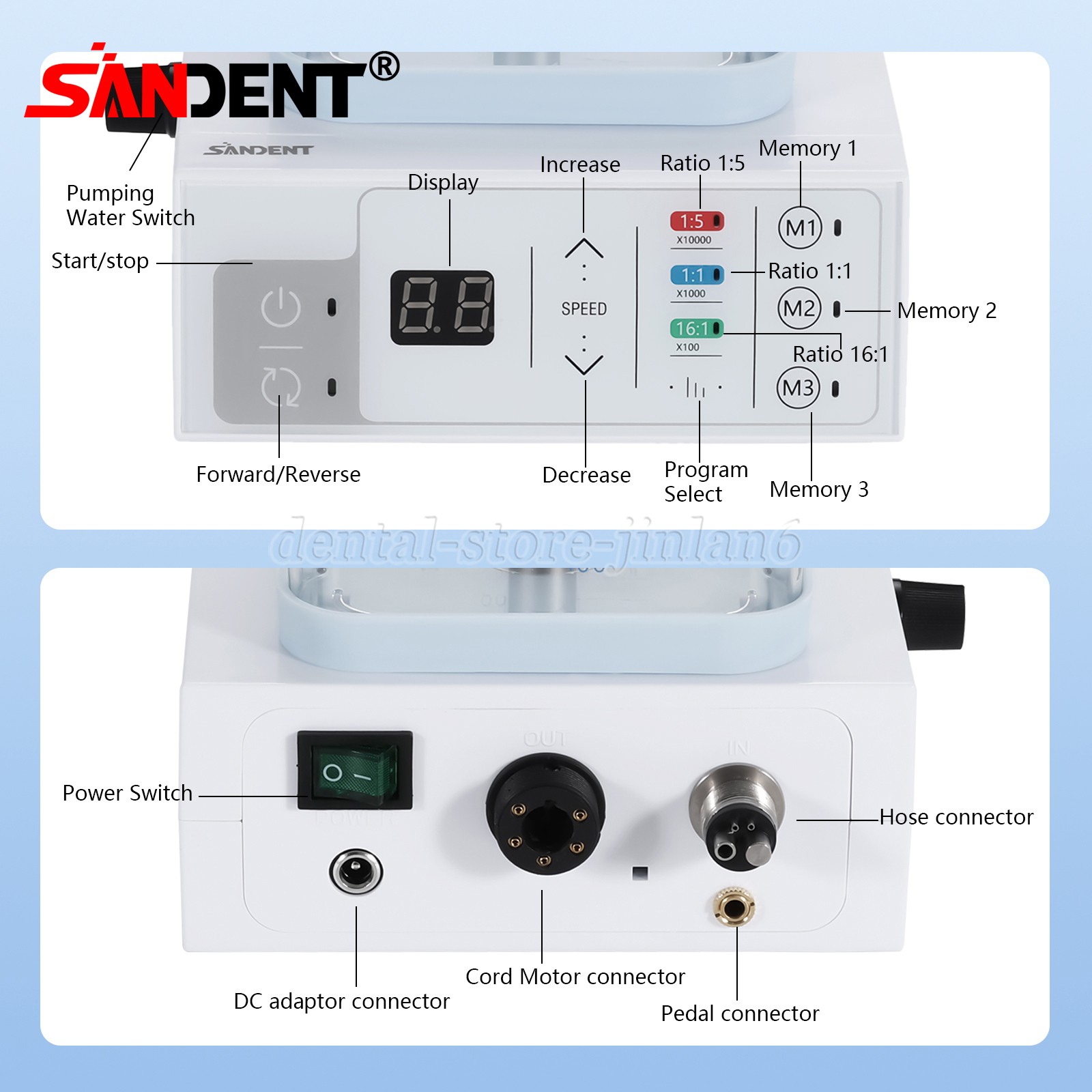 NSK Style Dental Brushless LED Electric Micro Motor 1:5 Increase Handpiece USA