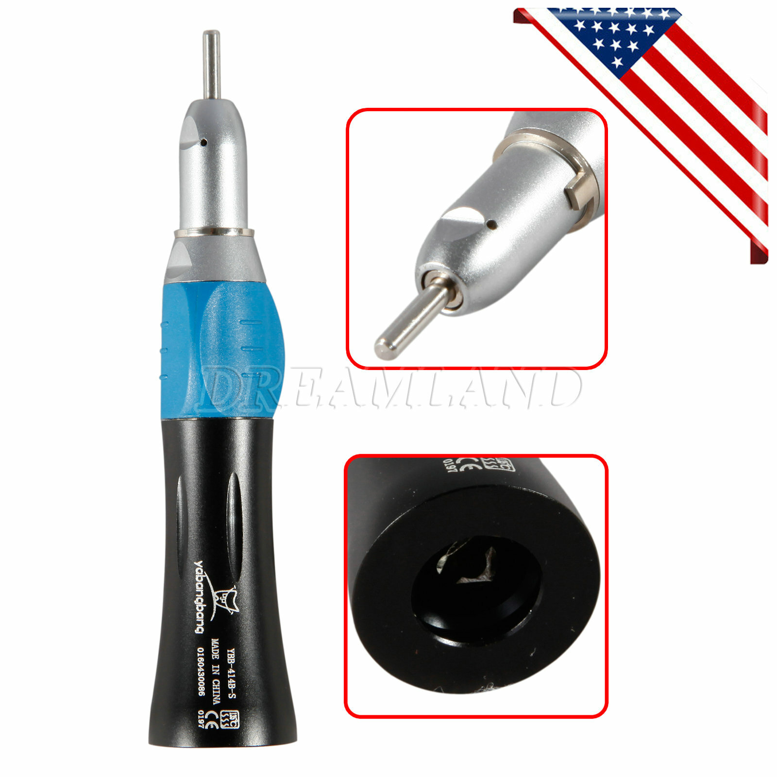 Dental Straight Nose Cone Handpiece ISO E type Low Speed Black Fit NSK