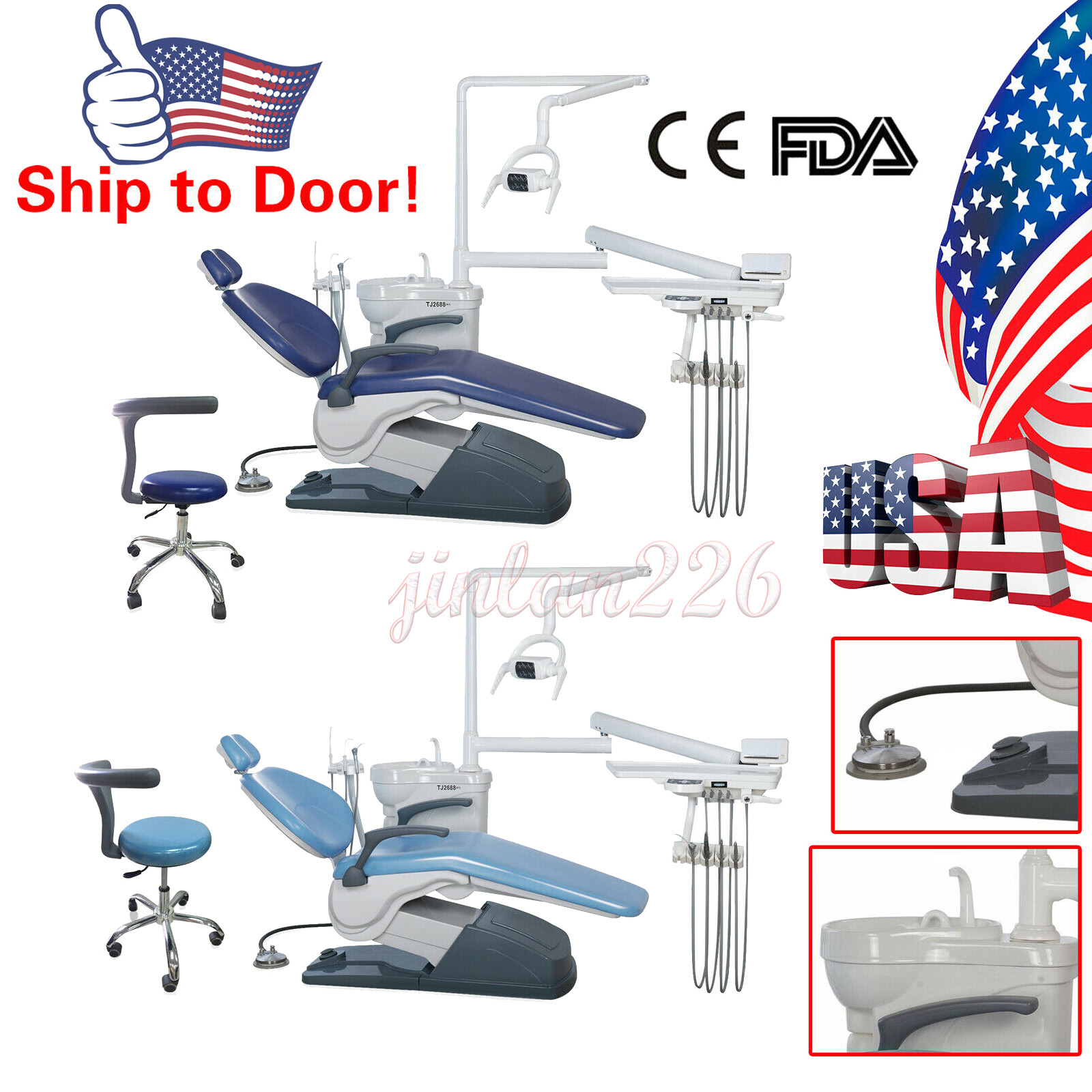 Dental Chair Unit Computer Controlled DC Motor + Doctor Stool TJ2688-A1 /Turbine