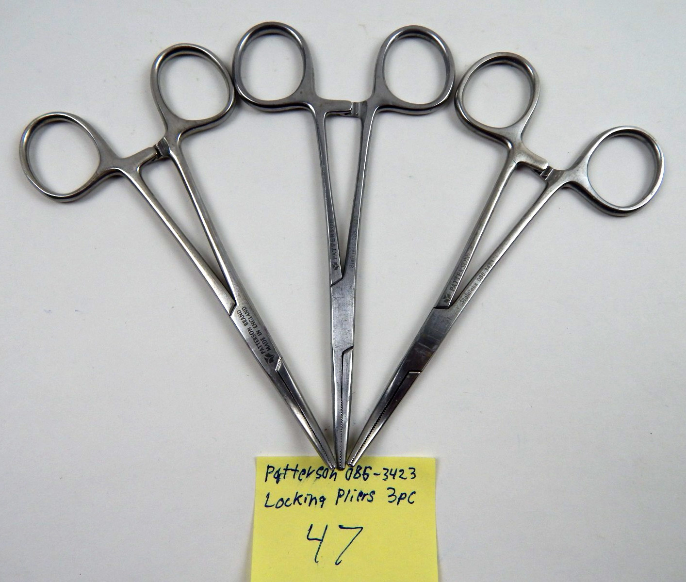 3pc Patterson Hemostat Locking Clamps Forceps Dental Tool Lot #47