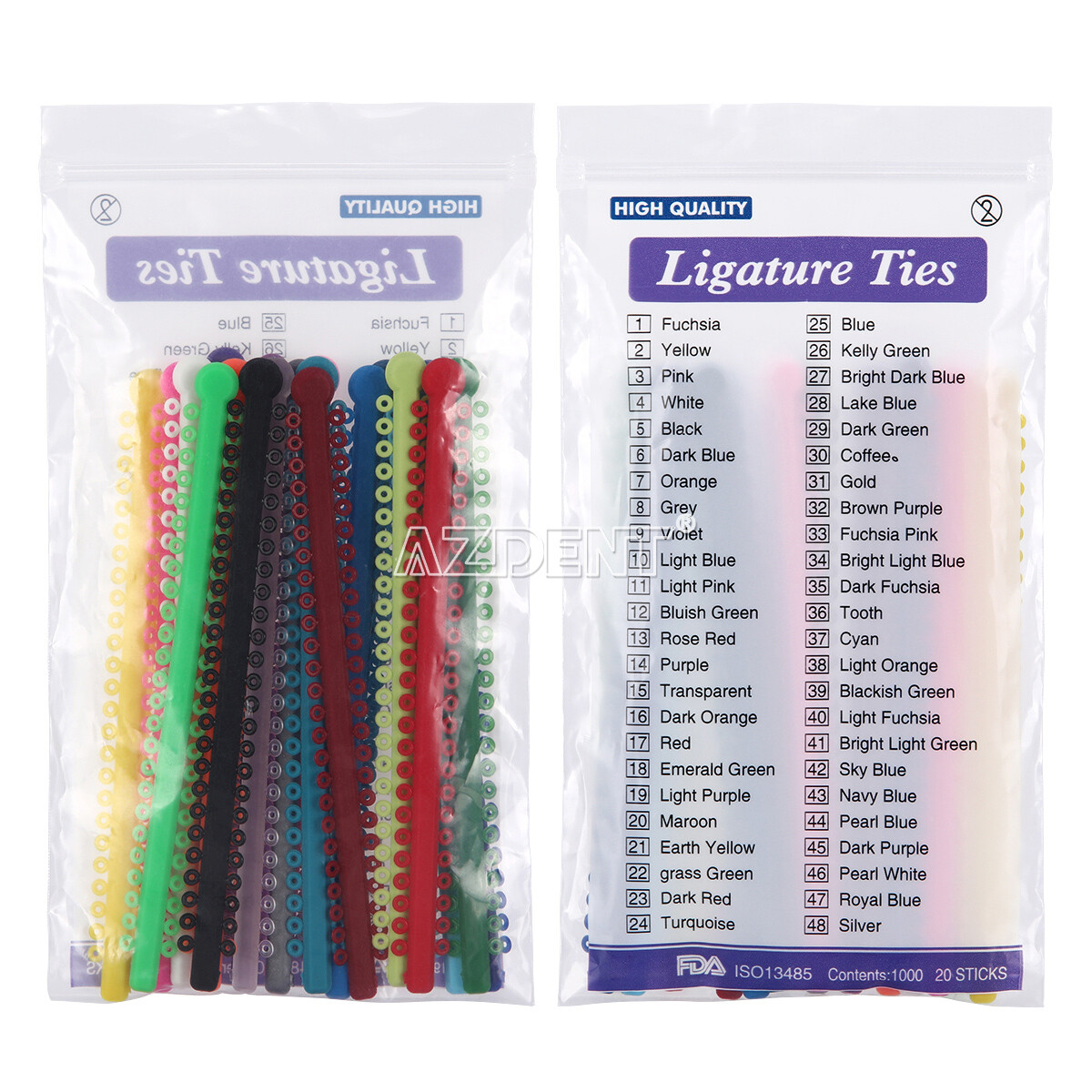 25 Colors AZDENT Dental Orthodontic Ligature Ties Elastic Rubber Bands Bracket