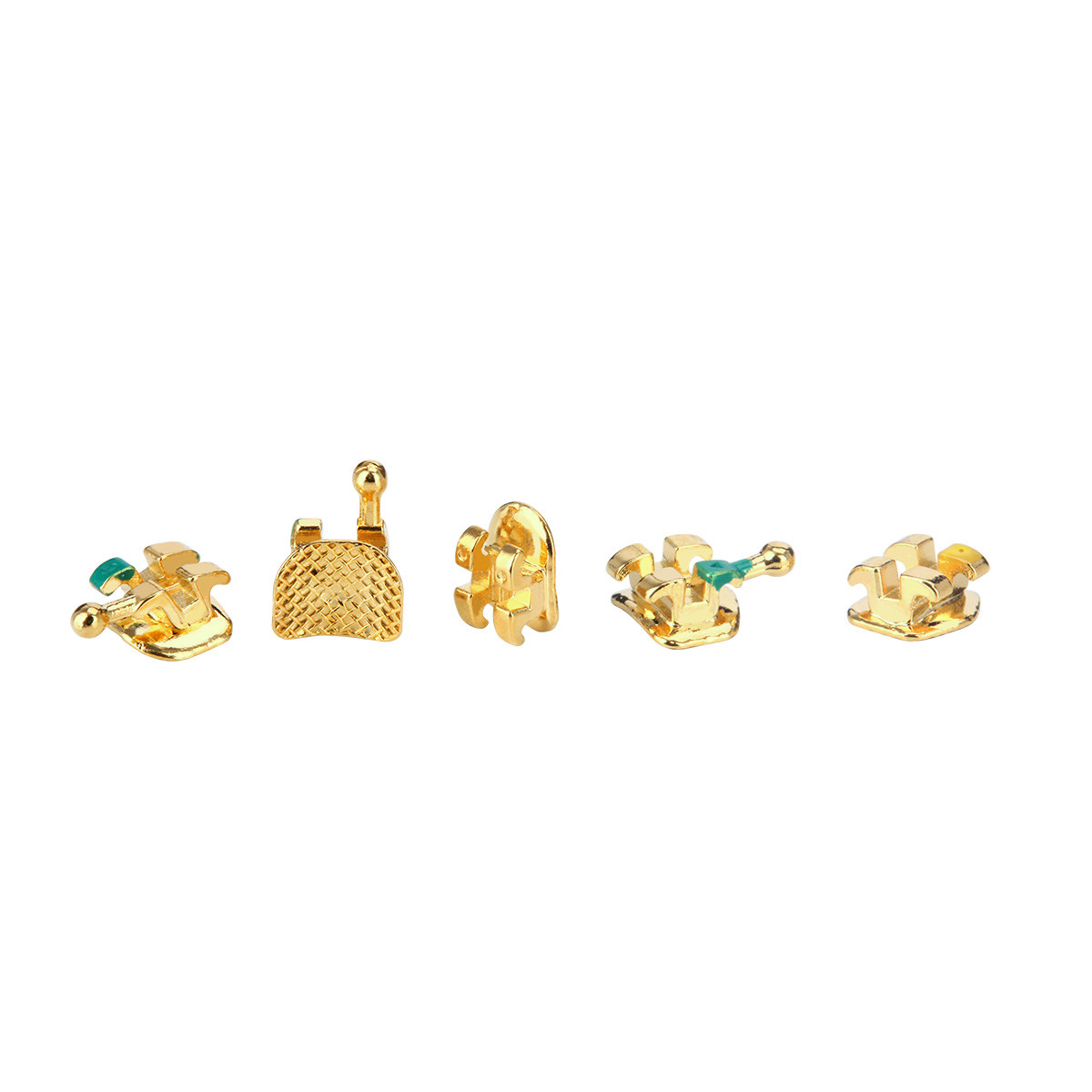Dental Gold Coated 24K Orthodontic Metal Brackets Mini Roth 022 3-4-5 20Pcs/Set